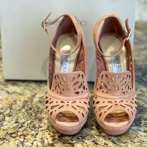Jimmy Choo Kalan Perforated Suede Blush Pumps
